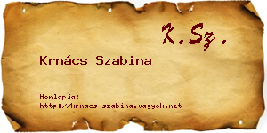 Krnács Szabina névjegykártya